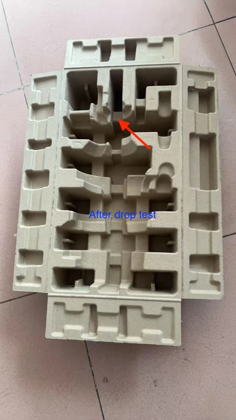molded pulp dry pressed packaging after drop test molded pulp dry pressed packaging after drop test